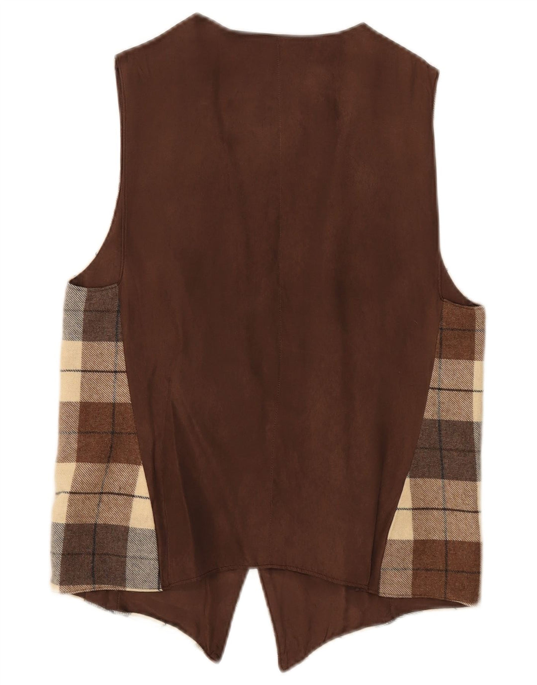 VINTAGE Gilet Femme UK 12 Medium Brown Check