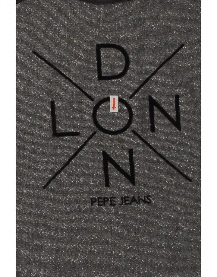 PEPE JEANS Girls Graphic Sweatshirt Jumper 7-8 Years Grey | Vintage PEPE Jeans | Thrift | Second-Hand PEPE Jeans | Used Clothing | Messina Hembry 