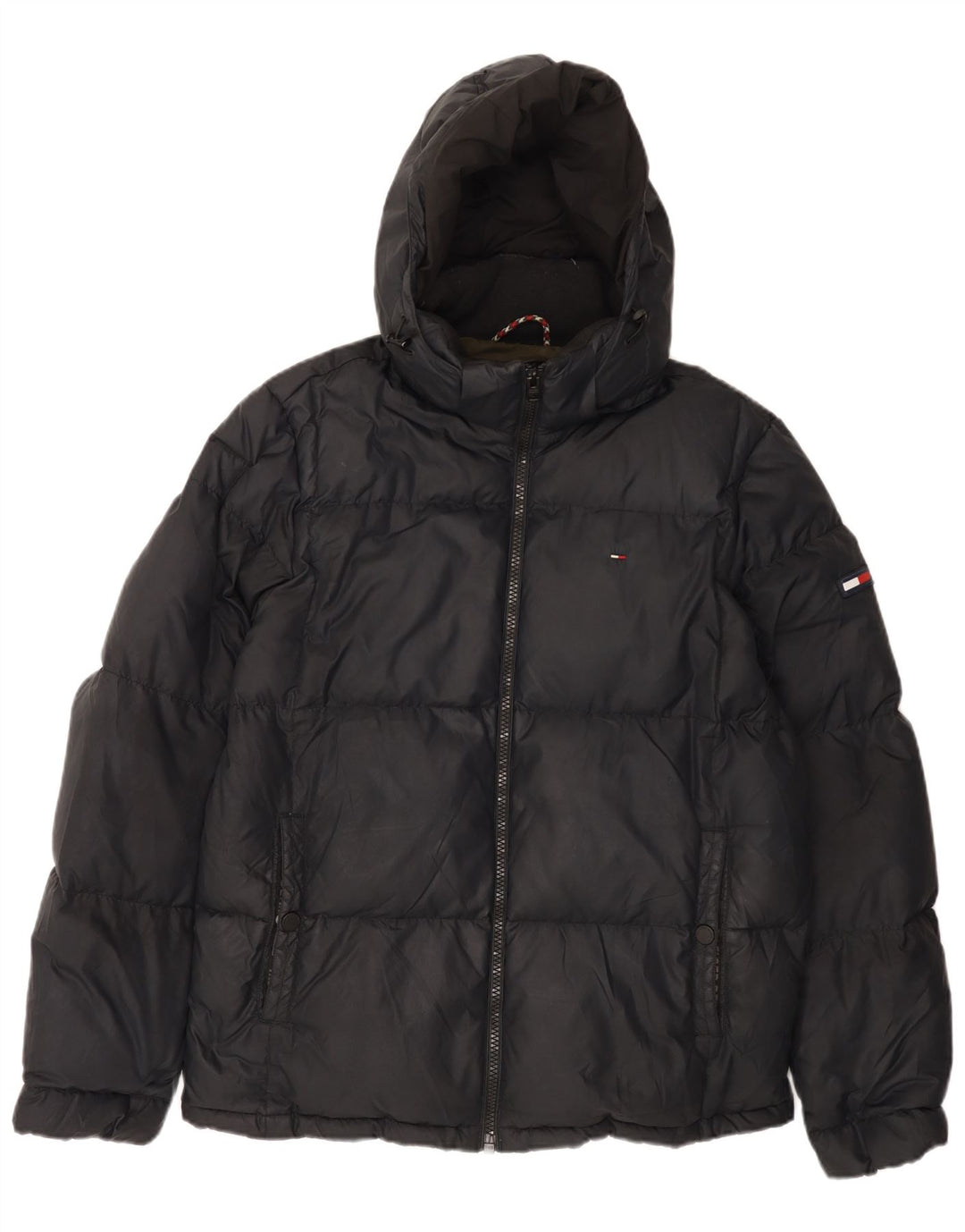 TOMMY HILFIGER Veste matelassée à capuche pour hommes UK 42 XL Noir Polyester