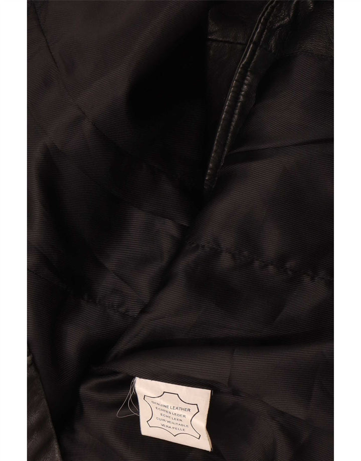 Veste en cuir femme vintage UK 14 Cuir noir moyen
