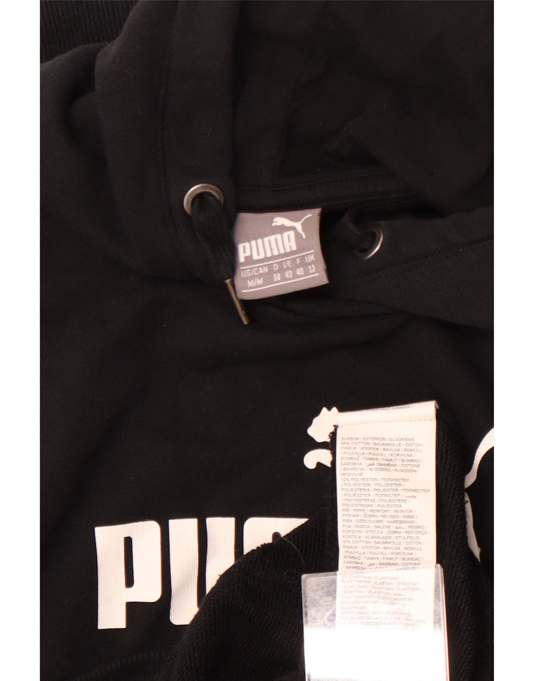 PUMA Pull à capuche graphique pour femme UK 12 Coton noir moyen