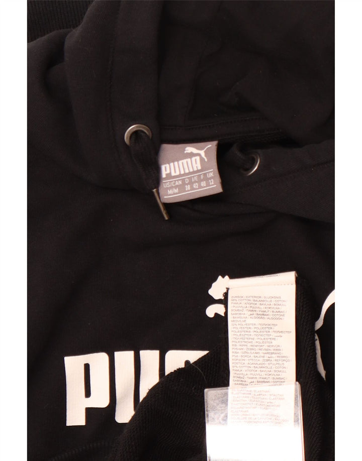 PUMA Pull à capuche graphique pour femme UK 12 Coton noir moyen