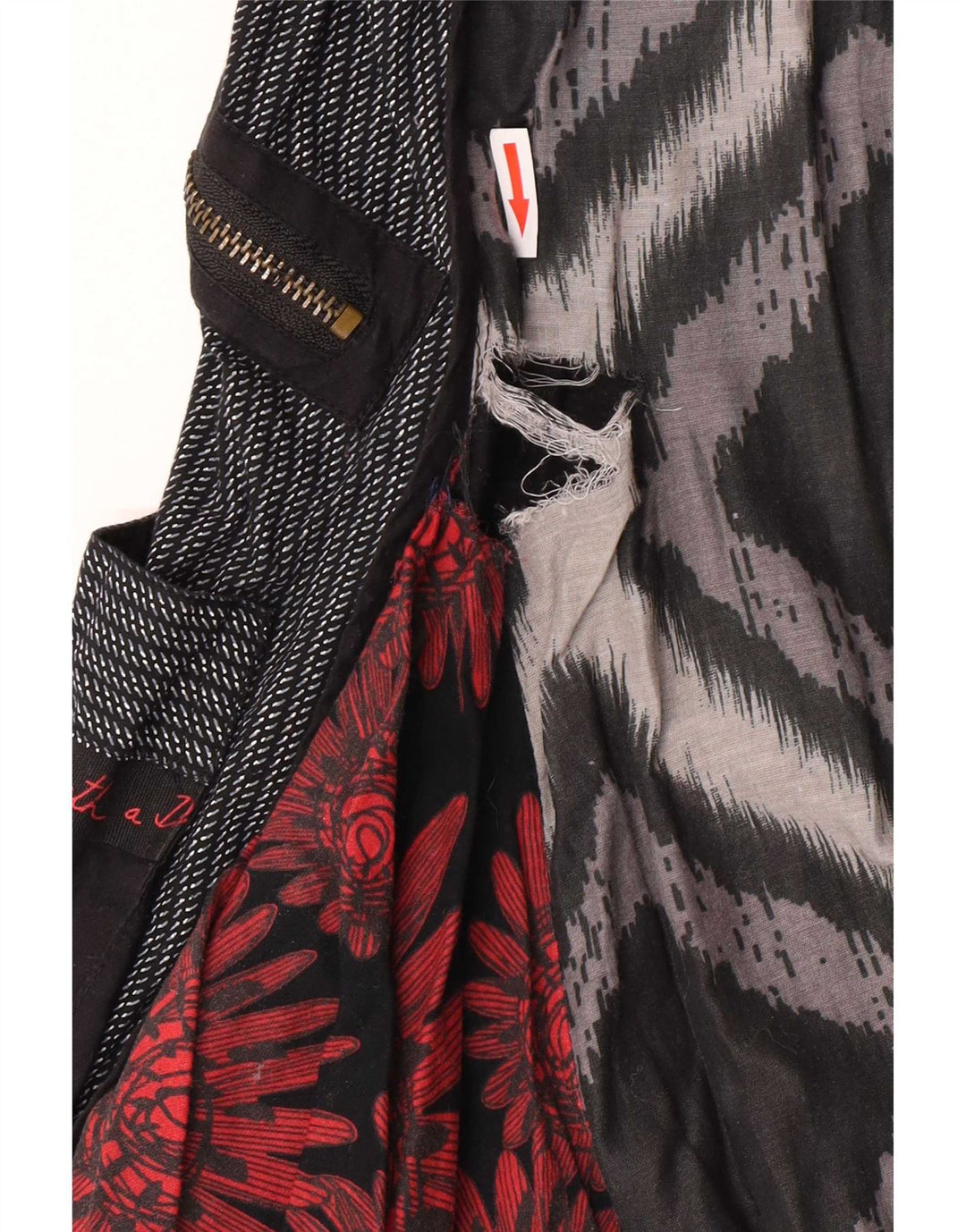 Desigual Robe Empire Femme EU 42 Grand Noir Patchwork Coton