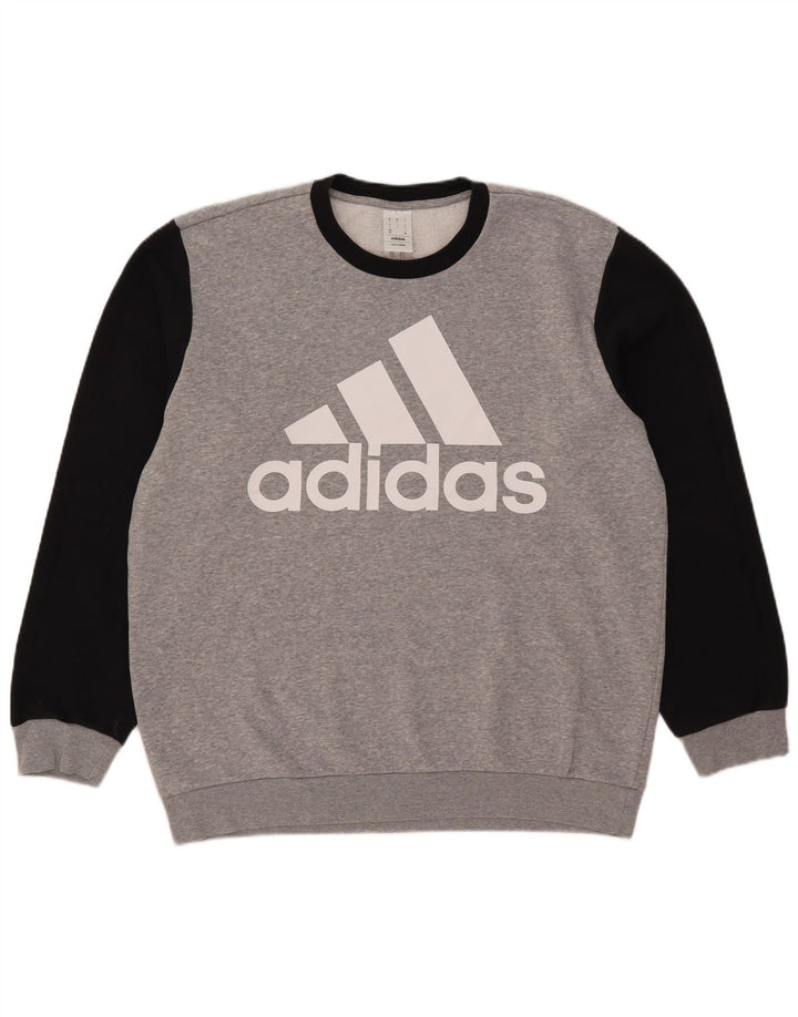 Adidas Sweat-shirt graphique pour hommes, grand, gris, colour block