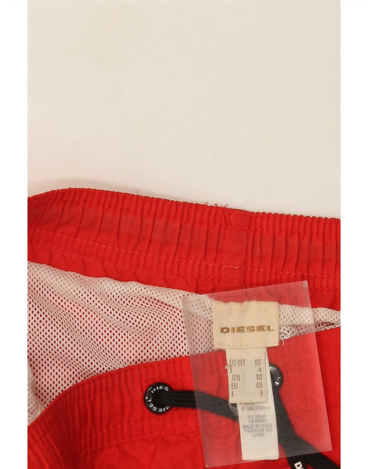Diesel Short de Bain Graphique Homme Rouge Moyen Polyester