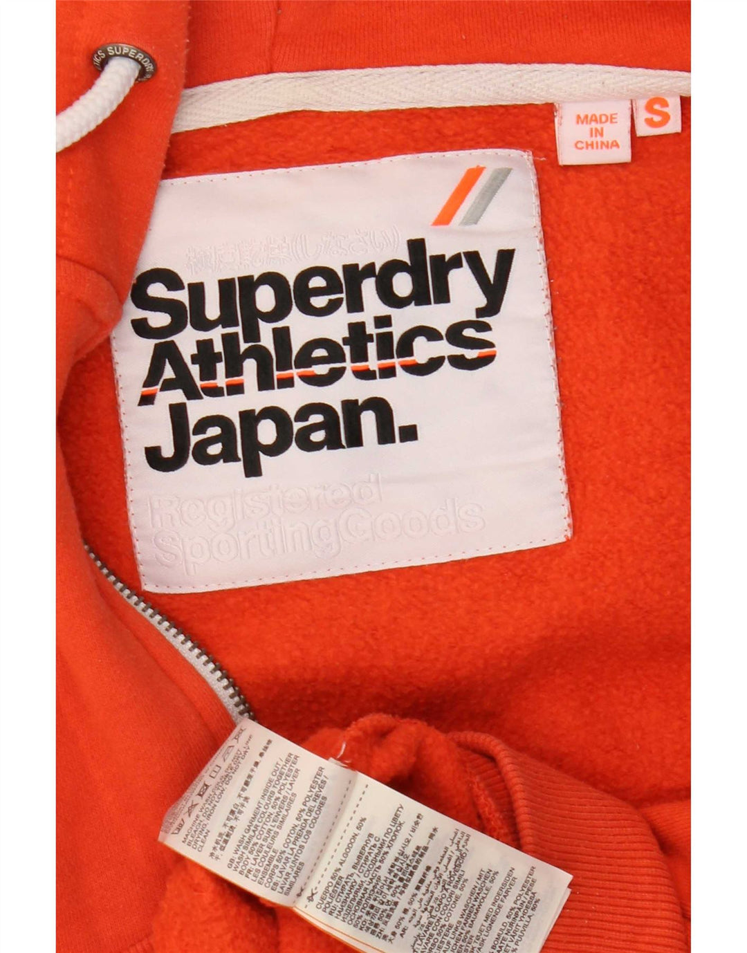 Superdry Pull à capuche zippé pour homme Petit coton orange