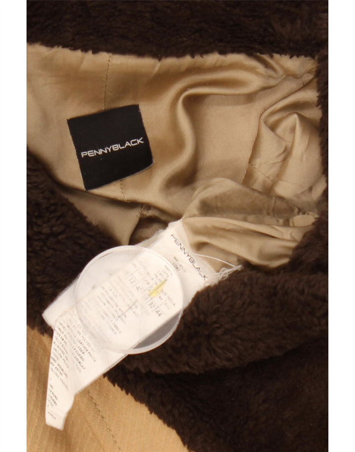 Penny Black Manteau Femme UK 12 Laine Colorblock Beige Moyen