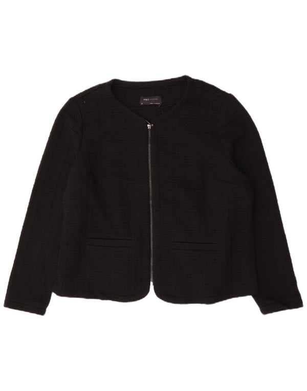 Marks & Spencer Veste blazer zippée pour femme UK 22 3XL Noir à carreaux