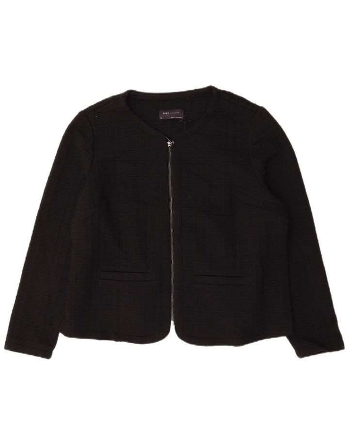 Marks & Spencer Veste blazer zippée pour femme UK 22 3XL Noir à carreaux