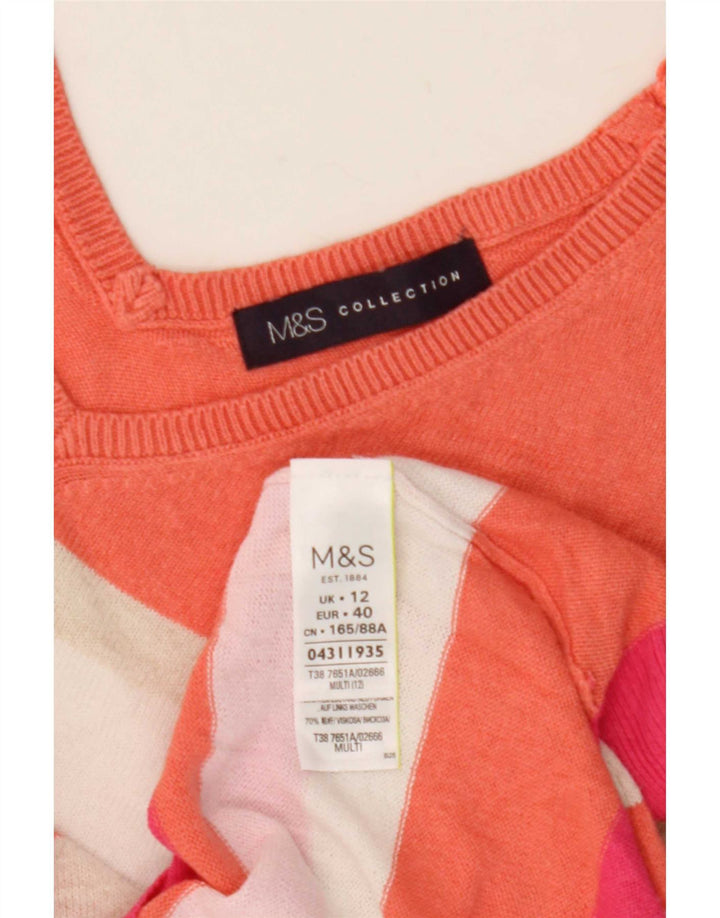 Marks & Spencer Pull col V pour femme UK 12 Medium Multicolore