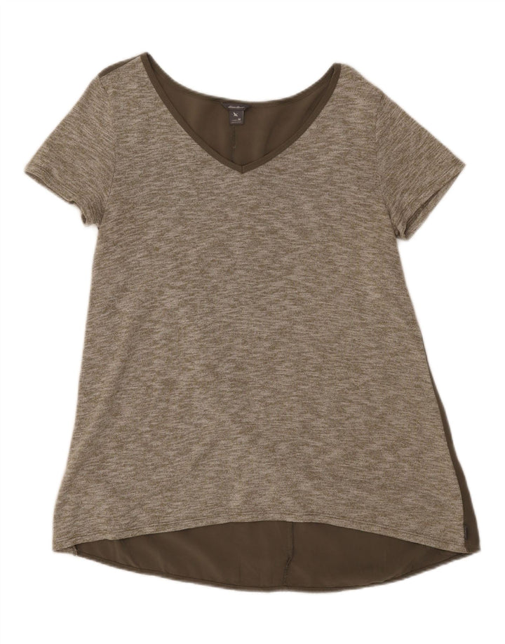 EDDIE BAUER Womens Tunic Top UK 12 Medium Khaki Colourblock Polyester Vintage Eddie Bauer and Second-Hand Eddie Bauer from Messina Hembry 