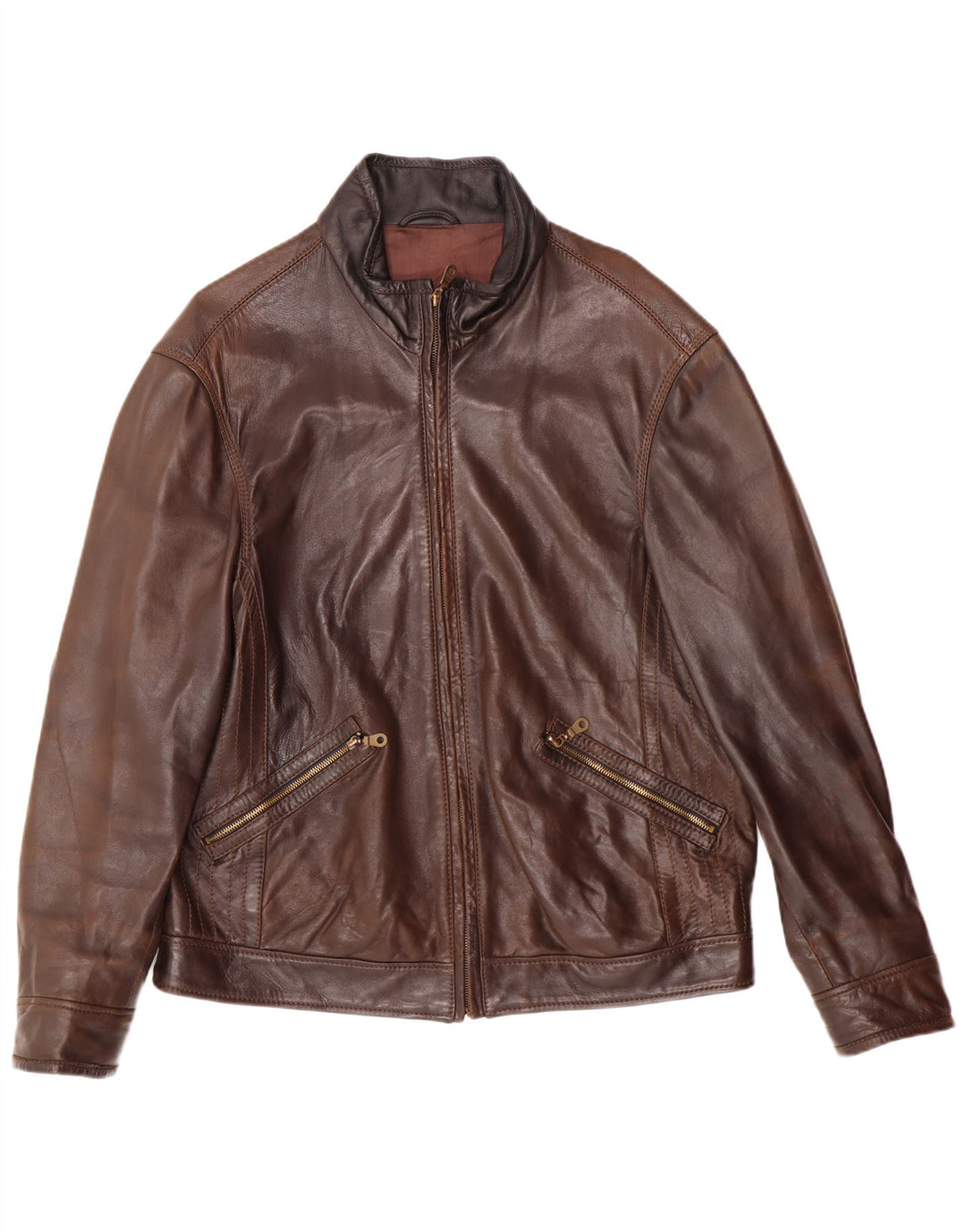 VINTAGE Veste en cuir homme UK 38 Marron moyen