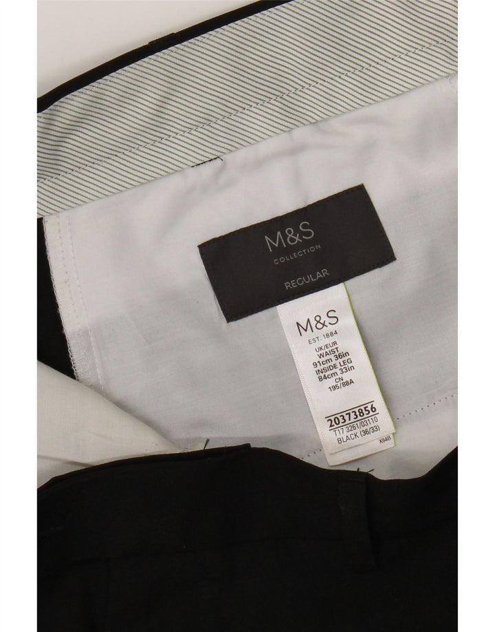 Marks & Spencer Pantalon de costume coupe classique pour homme W36 L31 Noir Polyester