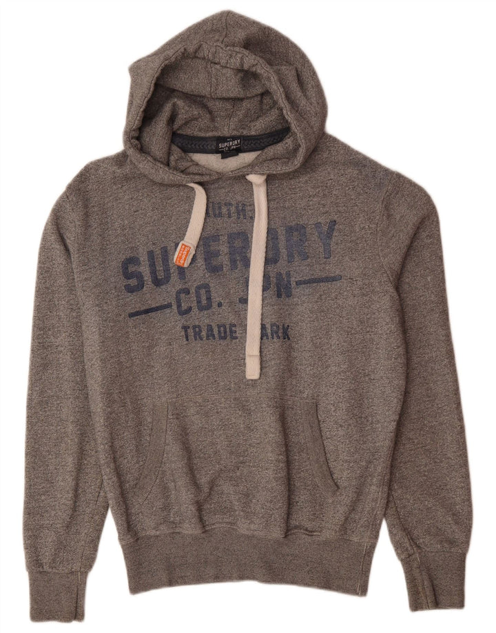 SUPERDRY Pull à Capuche Graphique Homme Gris Moyen Moucheté Coton