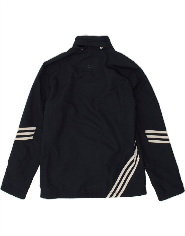 ADIDAS Boys Windbreaker Jacket 11-12 Years Navy Blue Striped Polyester | Vintage Adidas | Thrift | Second-Hand Adidas | Used Clothing | Messina Hembry 