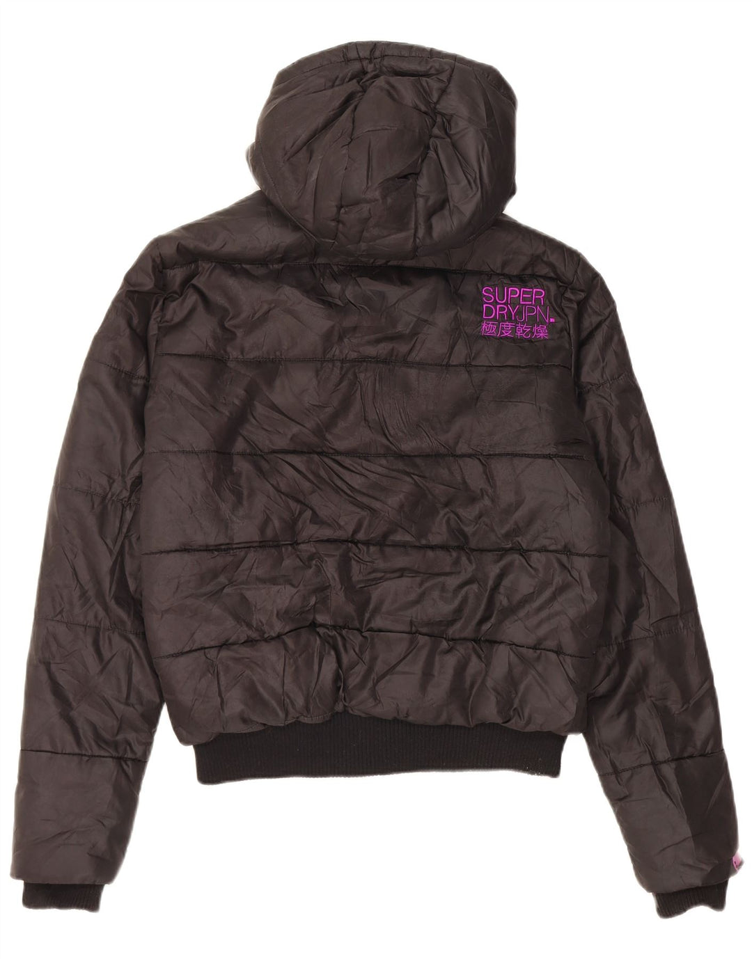 Superdry Veste matelassée à capuche pour femme UK 40 Large Noir Polyester