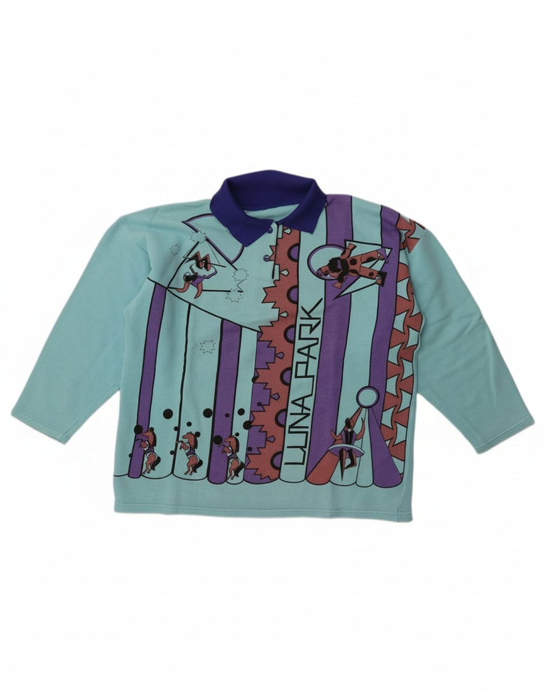 vintage Femmes Surdimensionné 3/4 Manches Sweatshirt Jumper UK 14 Bleu Moyen