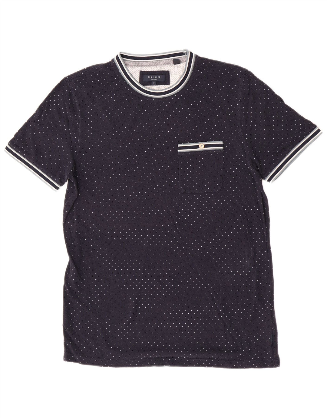 Ted Baker T-shirt pour homme Taille 3 Bleu marine moyen à pois Modal