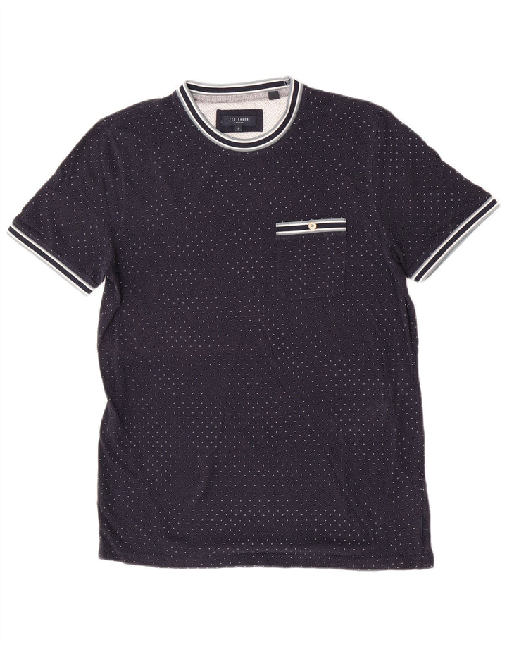Ted Baker T-shirt pour homme Taille 3 Bleu marine moyen à pois Modal