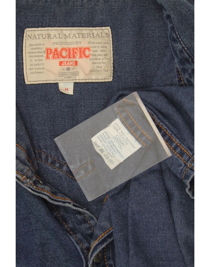 vintage Mens Loose Fit Denim Shirt Moyen Bleu Coton