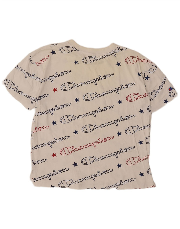 Champion T-shirt graphique surdimensionné pour femme UK 10 Small Blanc