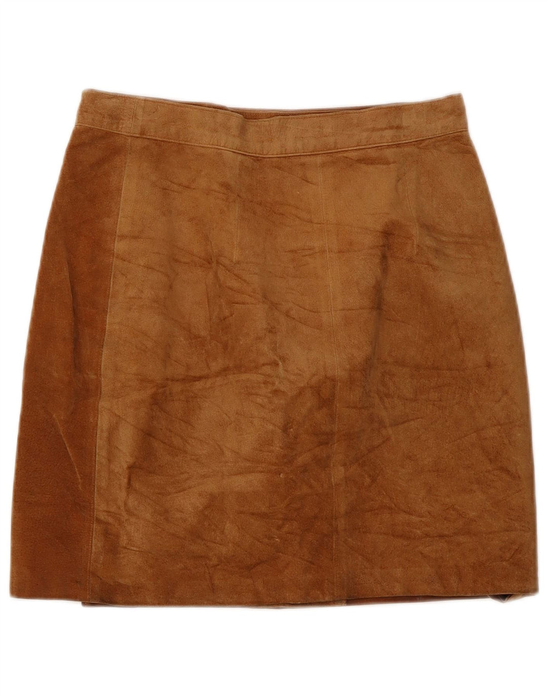 jupe portefeuille en daim femme vintage IT 44 Medium W28 Cuir Marron