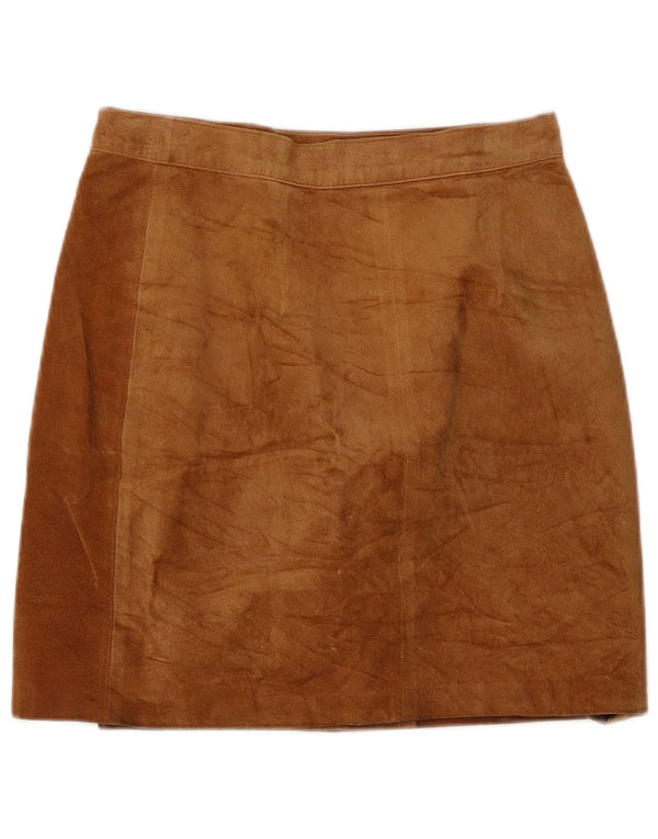 jupe portefeuille en daim femme vintage IT 44 Medium W28 Cuir Marron