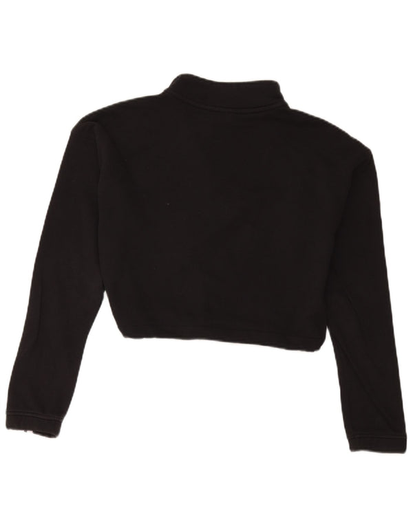 Adidas Sweat-shirt court à col zippé pour femme UK 10 Petit Noir