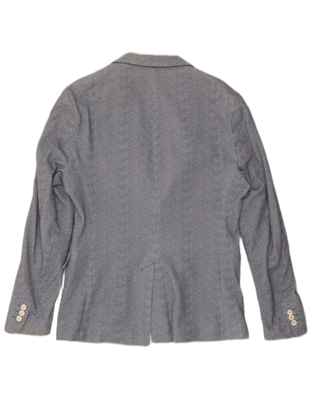 Zara Veste Blazer 2 Boutons Homme EU 48 Bleu Moyen Coton