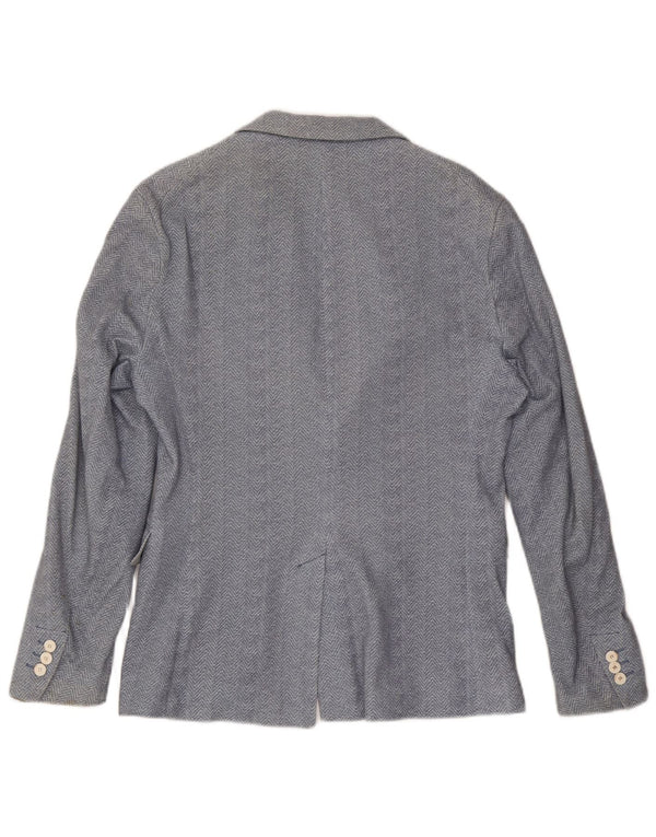 Zara Veste Blazer 2 Boutons Homme EU 48 Bleu Moyen Coton