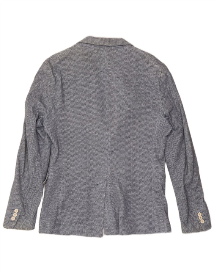 Zara Veste Blazer 2 Boutons Homme EU 48 Bleu Moyen Coton