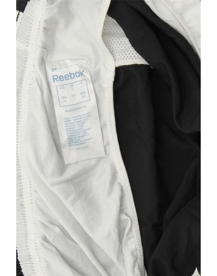 REEBOK Womens Sport Shorts UK 14 Large Black Colourblock Polyester Vintage Reebok and Second-Hand Reebok from Messina Hembry 