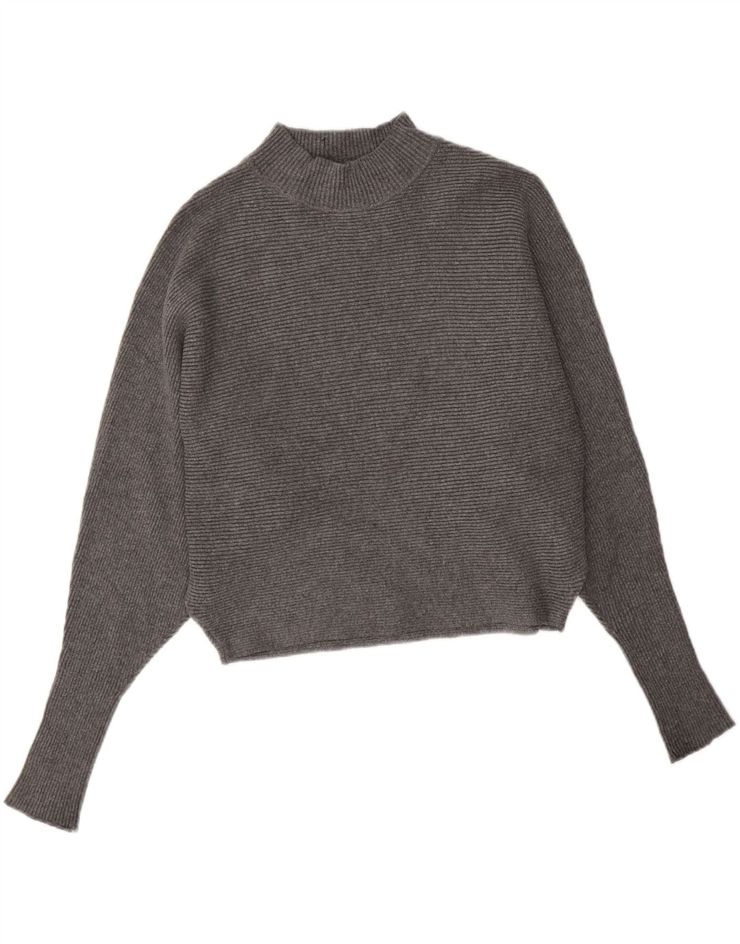 Zara Pull court surdimensionné à col roulé pour femme UK 10 Petit Gris