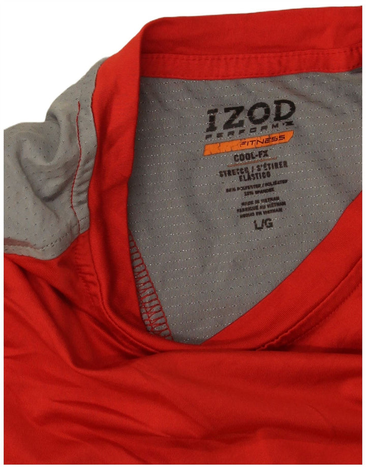 IZOD T-Shirt Homme Haut Large Rouge Colourblock