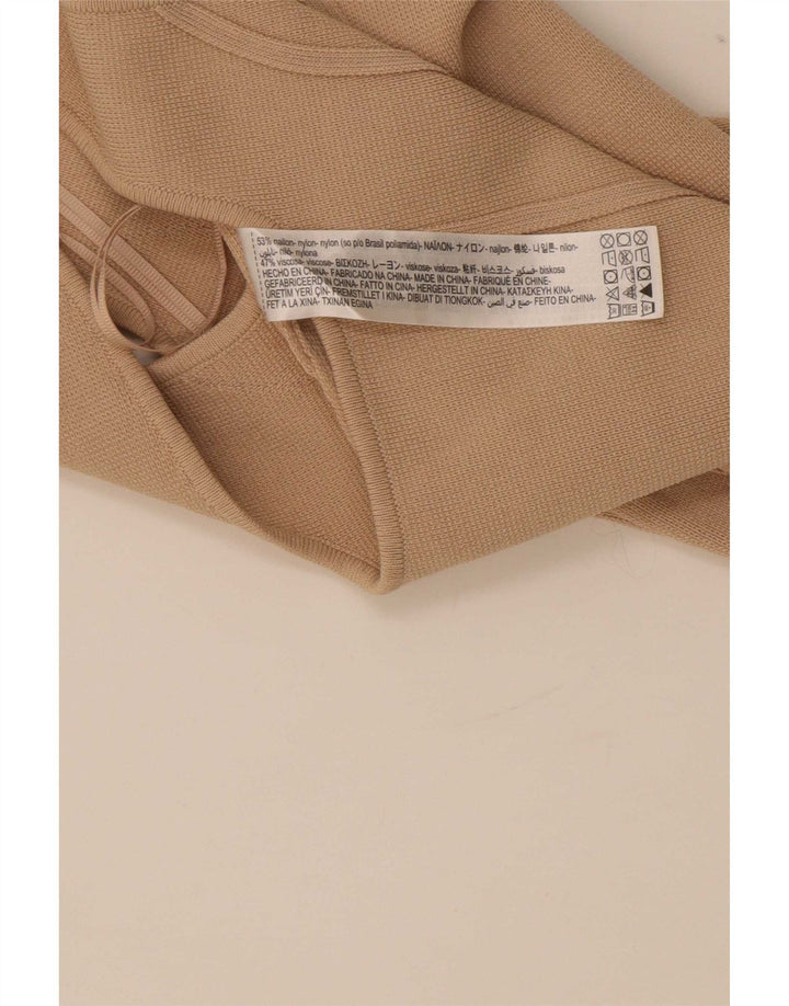 Zara Femmes Haut Court Sans Manches UK 8 Petit Nylon Beige