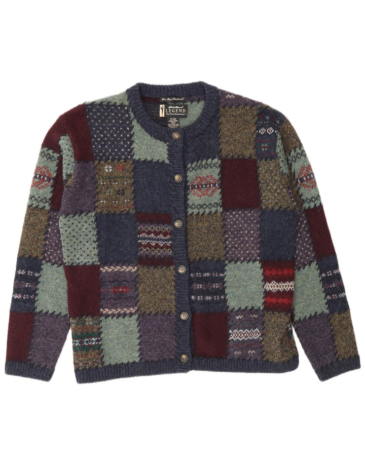Eddie Bauer Womens Cardigan Sweater UK 14 Medium Multicolore Patchwork