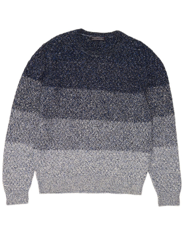 Tommy Hilfiger Pull à col rond pour homme en coton moucheté bleu grand