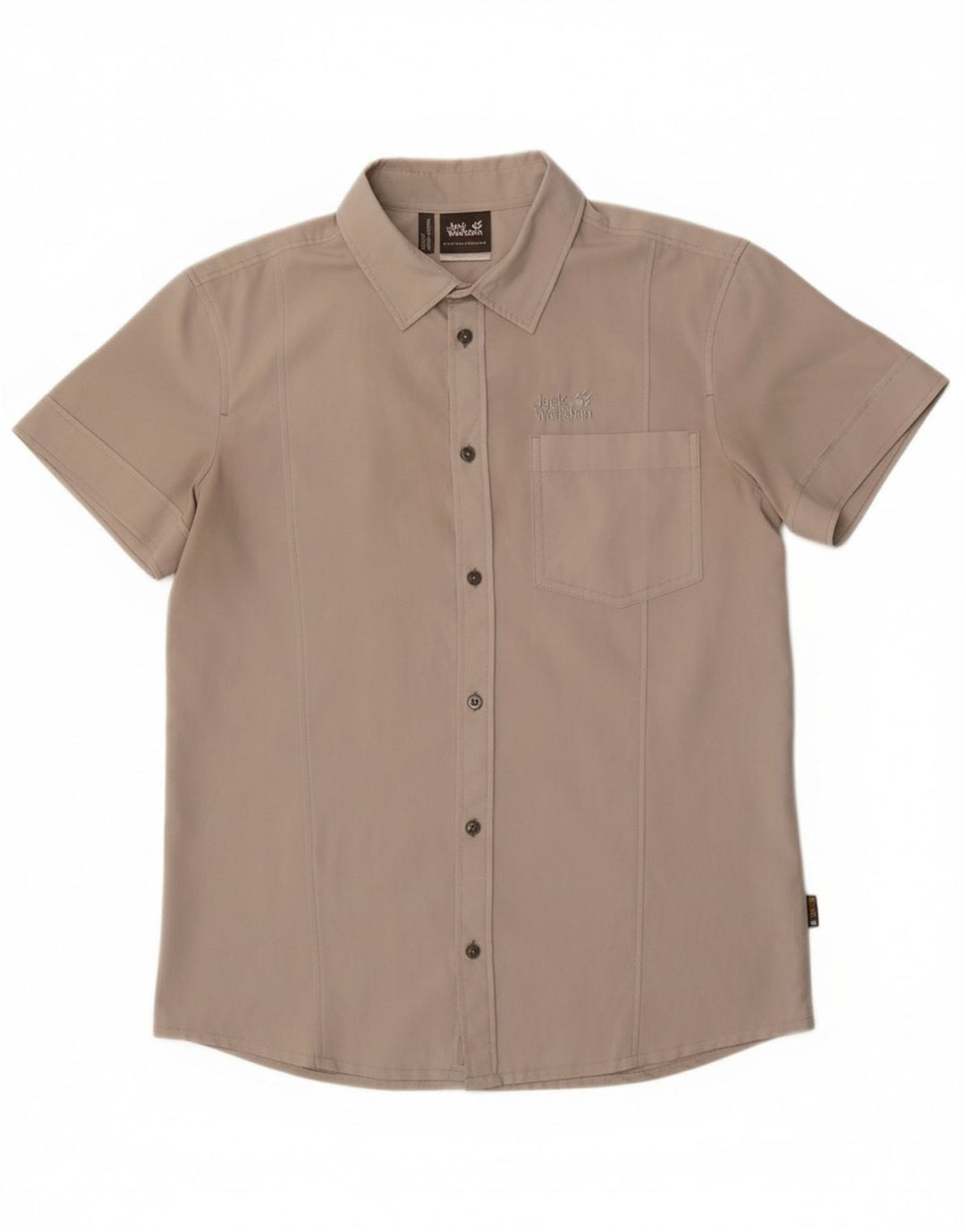 JACK WOLFSKIN Mens Slim Fit Short Sleeve Shirt Medium Beige Polyester