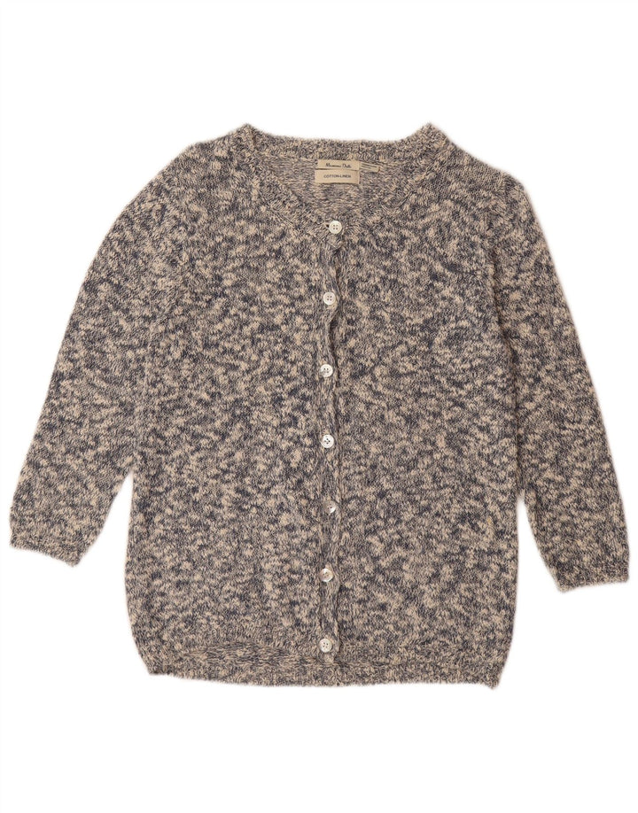 MASSIMO DUTTI Pull Cardigan Femme UK 12 Coton Chiné Gris Moyen