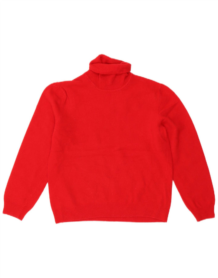 Benetton Pull court à col roulé pour femme UK 10 Petit Rouge