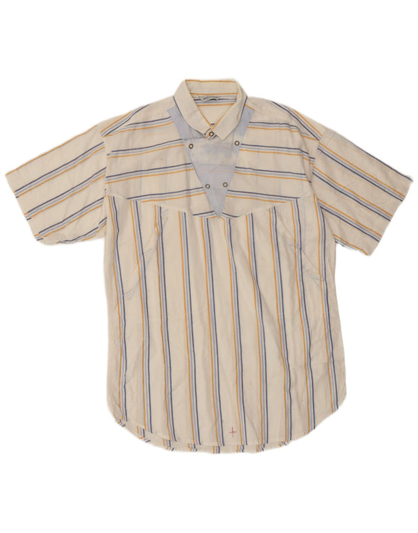 vintage Chemise pull à manches courtes pour hommes Rayé blanc moyen