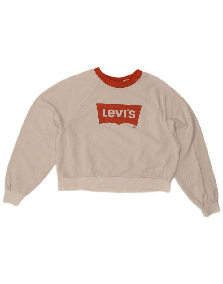 LEVI'S Sweat-shirt court surdimensionné pour femme UK 6 XS Blanc
