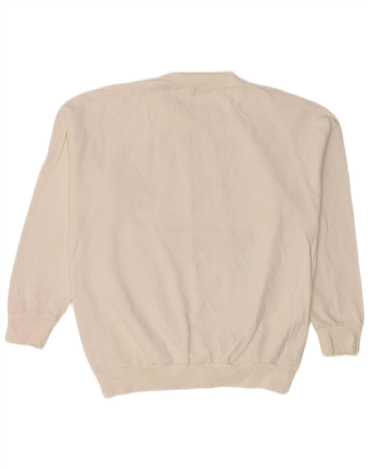 Zara Womens Graphic Sweat-shirt surdimensionné UK 10 Petit coton blanc