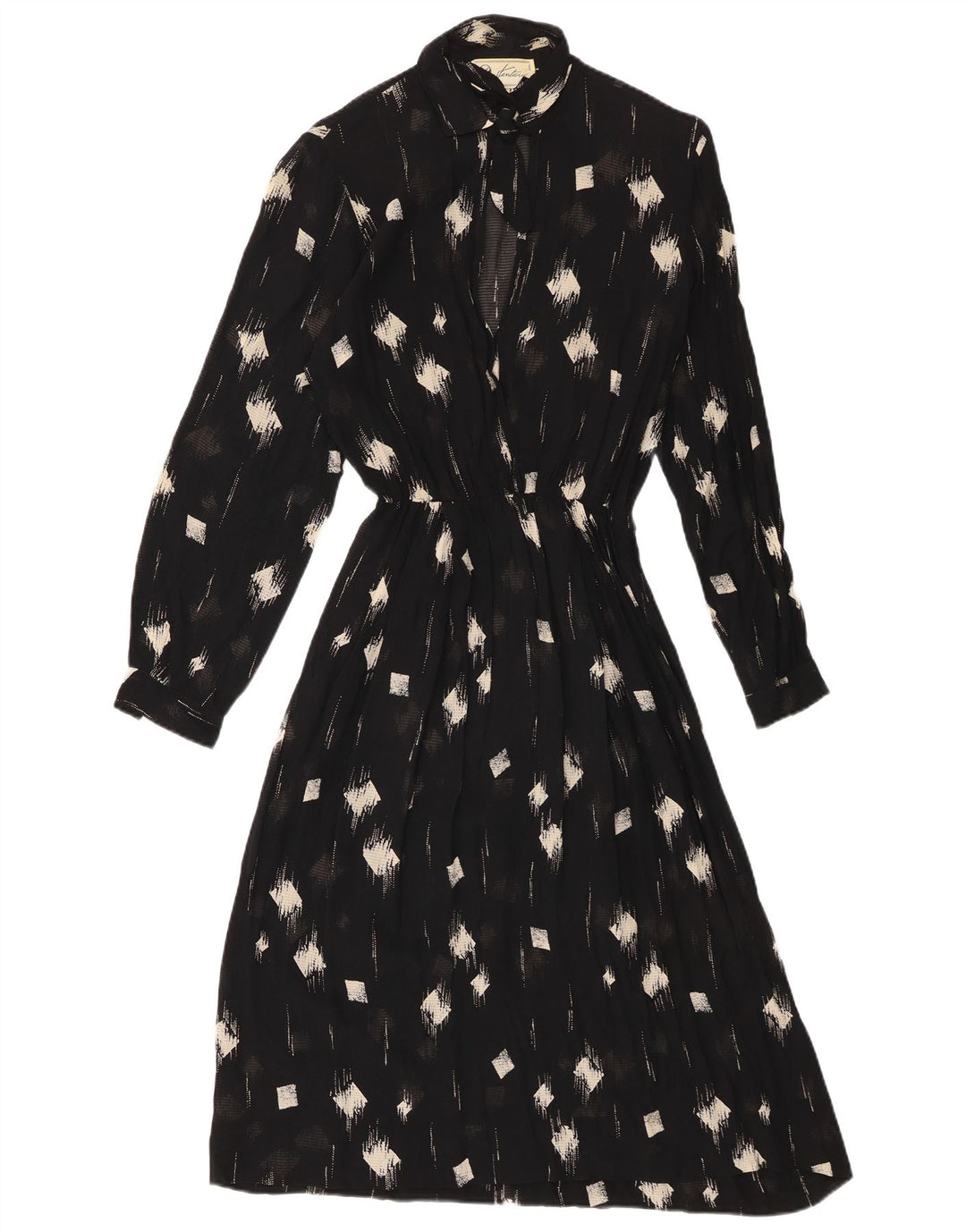 vintage Femmes Voir à travers Maxi Robe IT 42 Moyen Noir Géométrique