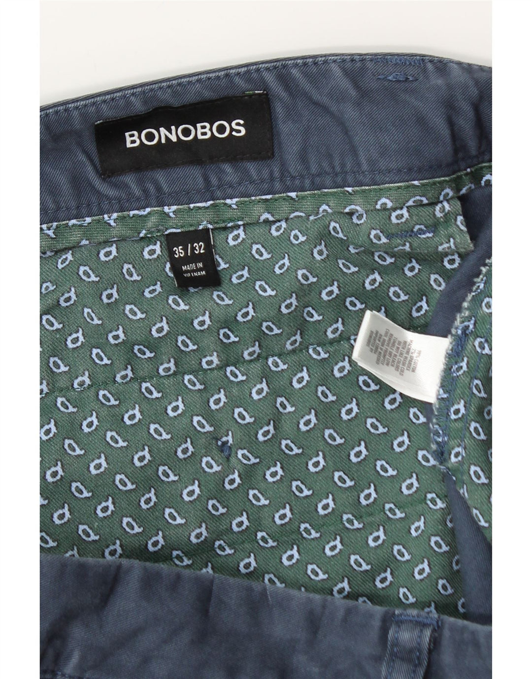 BONOBOS Pantalon Chino Slim Homme W35 L30 Bleu Coton