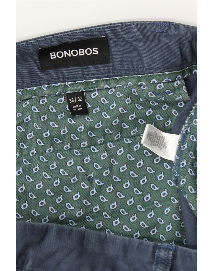 BONOBOS Pantalon Chino Slim Homme W35 L30 Bleu Coton