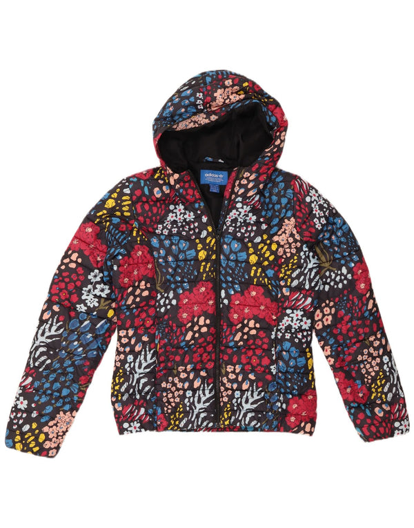 Adidas Veste rembourrée à capuche pour femme UK 12 Medium Multicolore Floral Nylon