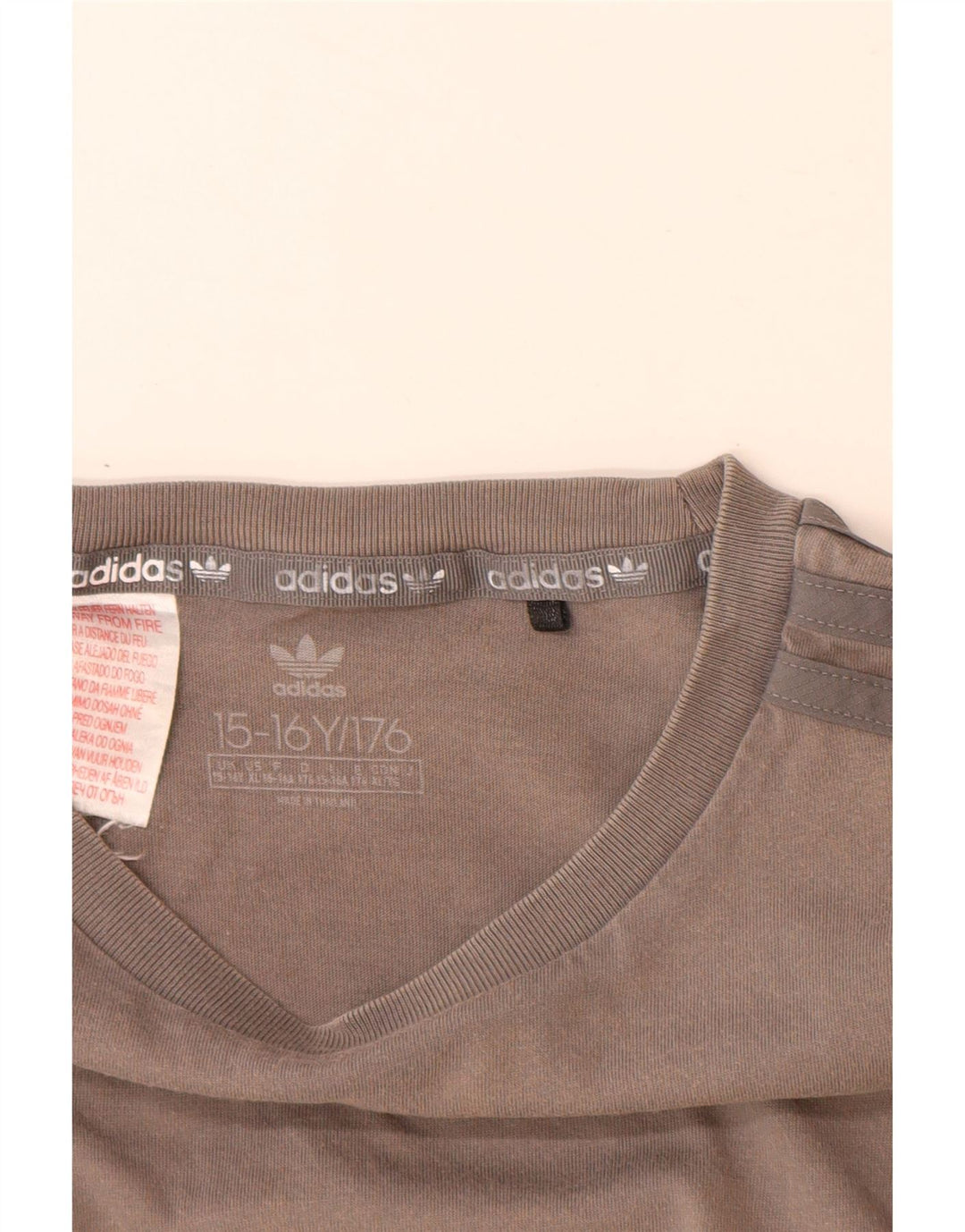 Adidas T-Shirt Top Garçon 15-16 ans Gris Colorblock Coton