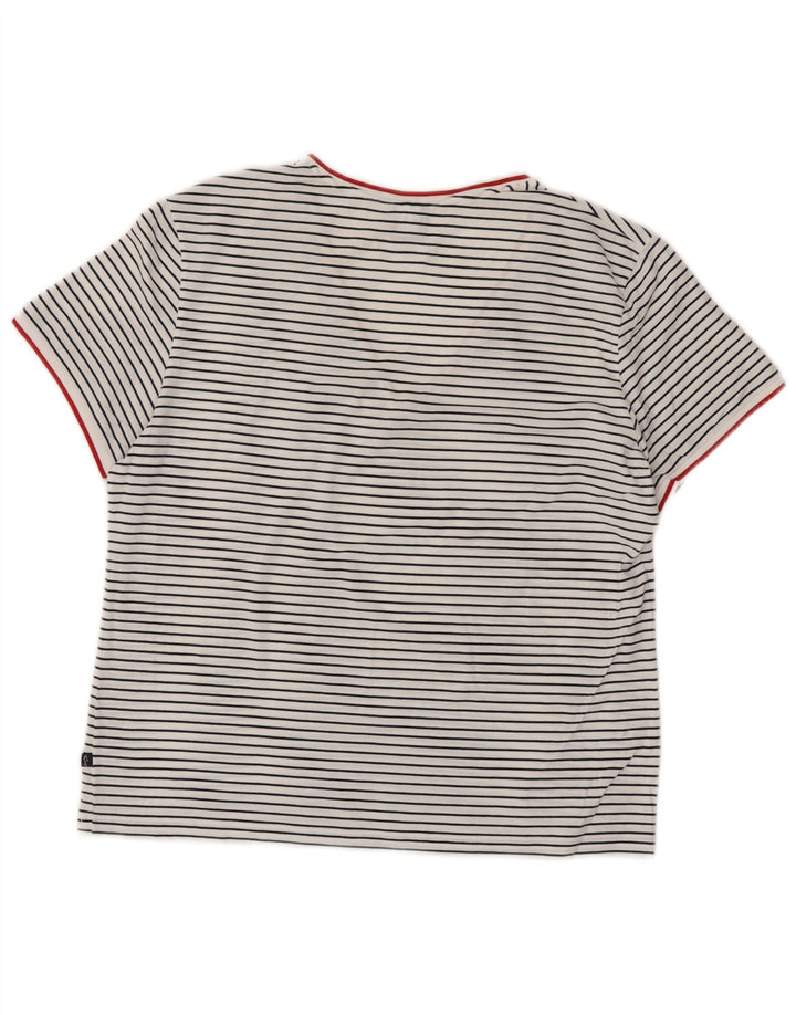 PAUL & SHARK T-Shirt Femme Top UK 18 XL Blanc Rayé Coton