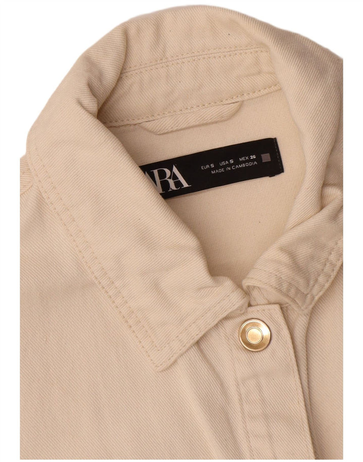 Zara Womens Bomber Jacket UK 10 Petit coton blanc cassé